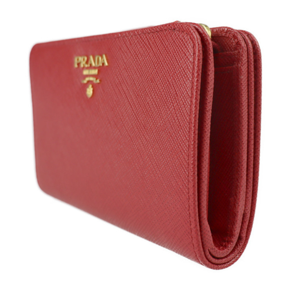 Prada Red Saffiano Bifold Wallet Leather